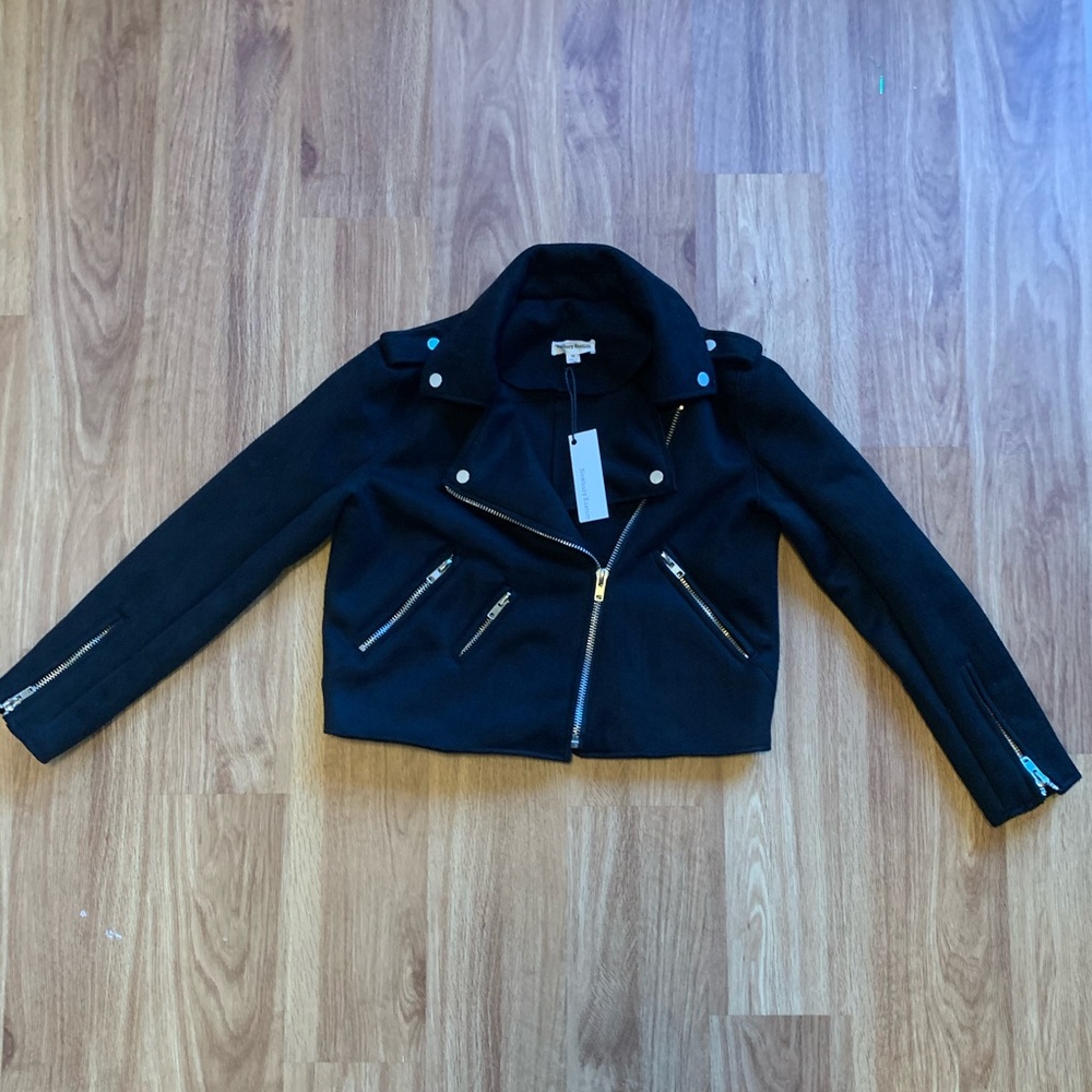 Brand New Black Suede Jacket with zippers
